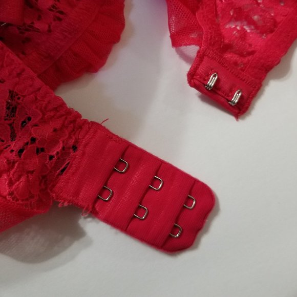 Victoria's Secret babydoll 36C sheer chiffon push-up floral lace eyelash trim - Picture 13 of 16